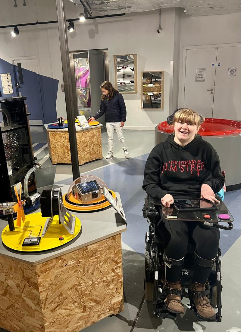 Child in wheelchair at Xplore
